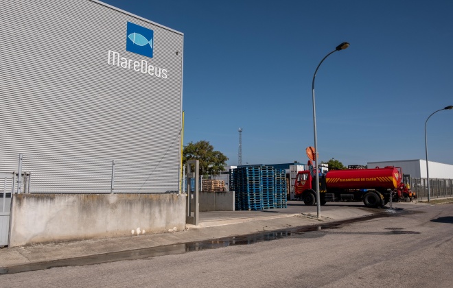 Incêndio consumiu balneário de fábrica de congelados em Ermidas Sado