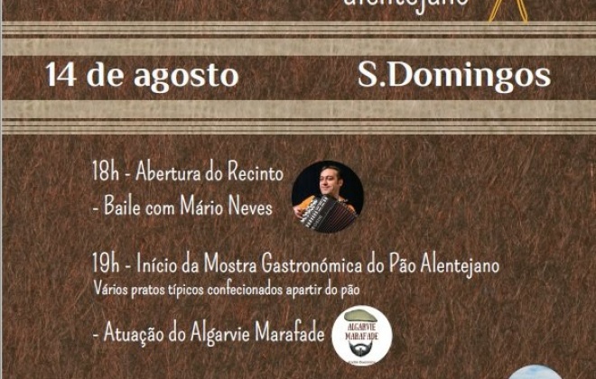 São Domingos recebe Mostra Gastronómica do Pão a 14 de agosto