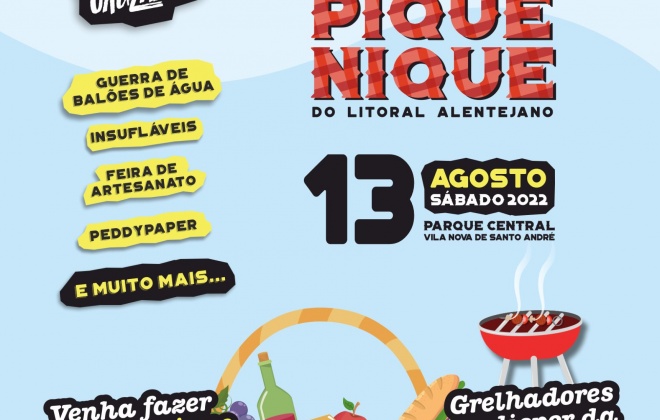 Vila Nova de Santo André recebe o 4º Megapiquenique do Litoral Alentejano dia 13 de agosto.
