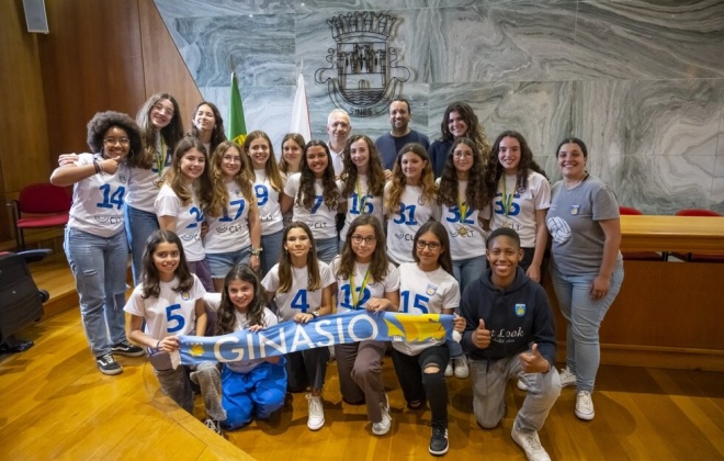 Infantis de Voleibol do Ginásio de Sines recebidas na Câmara Municipal de Sines