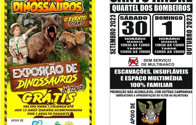 Quartel dos Bombeiros de Santo André recebe exposição de dinossauros no fim de semana