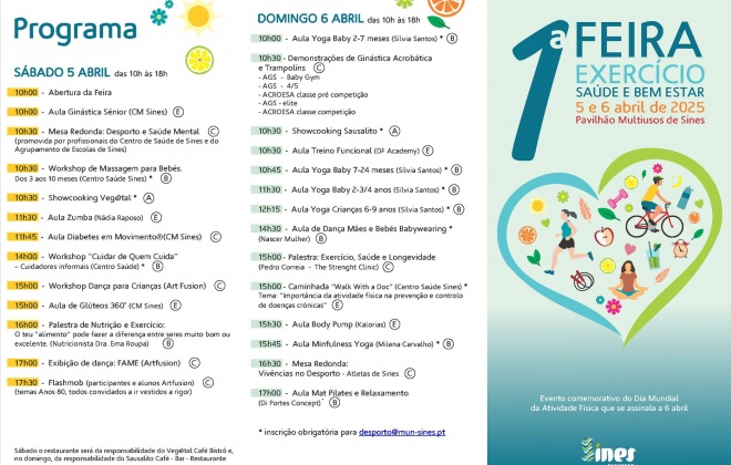 Câmara de Sines promove neste fim de semana a primeira edição da Feira de Exercício, Saúde e Bem-Estar