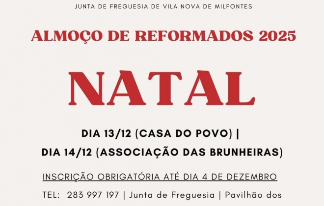 Junta de Freguesia de Vila Nova de Milfontes realiza Almoço de Natal para os Reformados