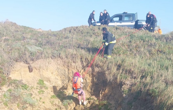 Resgatadas duas mulheres de arriba na praia da Samoqueira em Porto Covo no concelho de Sines