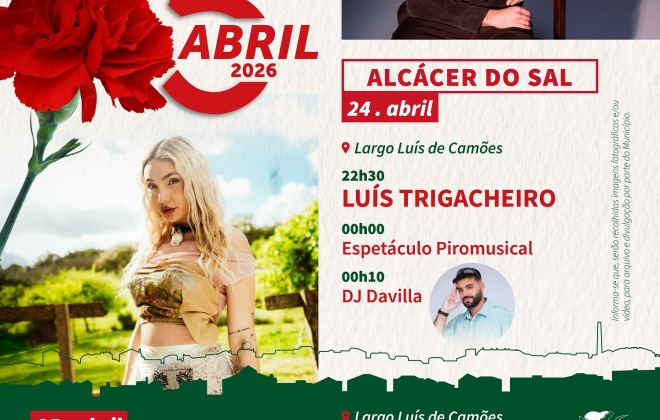Programa de comemorações do 25 de abril em Alcácer do Sal