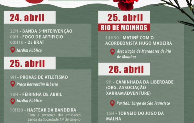 Programa de comemorações do 25 de abril na Freguesia do Torrão