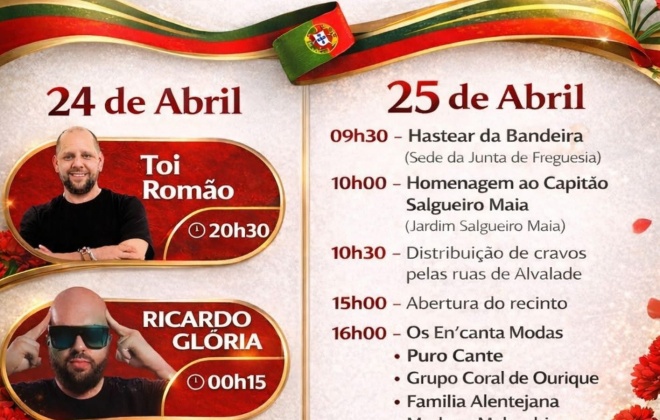 Programa das comemorações do 25 de abril em Alvalade