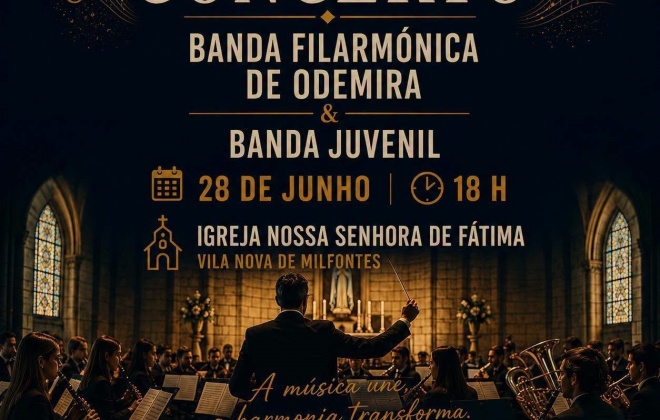 Banda Filarmónica de Odemira atua no dia 28 de junho em Vila Nova de Milfontes